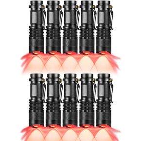10 Pack Red Light Flashlight, 3 Modes Red LDE Flashlight Red Flashlight for Astronomy, Night Observation and Outdoor Activities