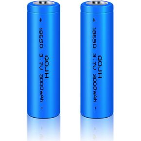 2Pack 18650 battery, 3.7v 18650 rechargeable battery 3000mAh for Remote Control Cars Toy, Flashlight, Solar Lights, Mini Fans, Shaver etc (Button Top)