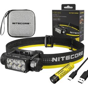Nitecore HC65 UHE Ultra High Triple Output Metal Headlamp - 2,000 Lumens w/Storage case, Battery, and Eco Sensa USB C Cable Included