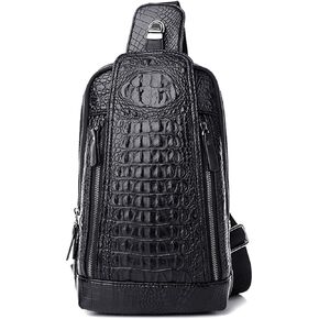 Mens Sling Bags Crocodile PU Shoulder Crossbody Chest Bag Satchels Hiking Daypack in Kuwait