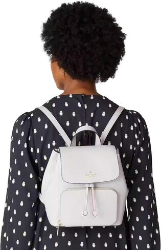 Kate Spade New York Women's Kristi Refined Grain Leather Medium Flap Backpack, Quill Grey in Saudi Arabia