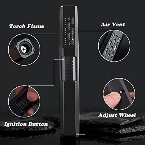 PROMISE Butane Torch Lighter Refillable Pen Torch Lighter Adjustable Jet Flame Butane Lighter for Grill BBQ Candle Camping (Black) in Saudi Arabia