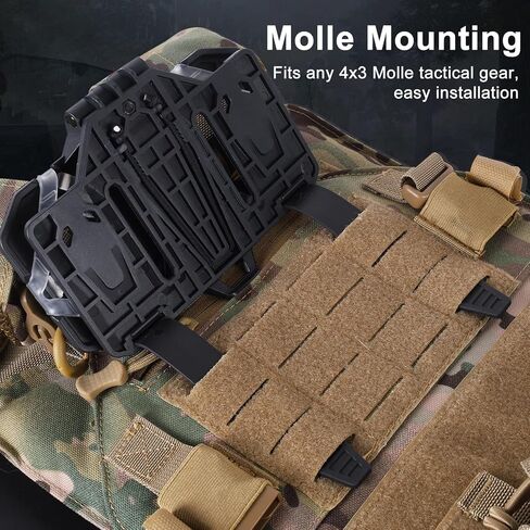 حامل هاتف Molle حامل هاتف تكتيكي عالمي لحامل اللوحة التكتيكية Molle Vest المرفقات المتوافقة مع الهواتف بحجم الشاشة 4.7 بوصة - 6.7 بوصة (أسمر) in Kuwait