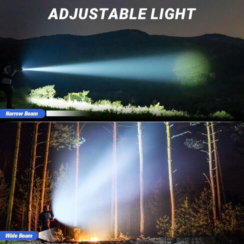 Rechargeable Led Flashlight 250000 Lumen, Super Bright Tactical Flashlight High Lumens 5 Light Modes, IPX7 Waterproof, Zoomable, Powerful Handheld Flashlight for Outdoor Emergency Camping, Hiking in Saudi Arabia
