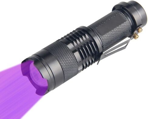 WINDFIRE Mini Zoomable 3 أوضاع مصابيح يدوية لتتبع الدم بالأشعة فوق البنفسجية للصيد بالأشعة فوق البنفسجية LED مصباح يدوي أسود مصباح جيب للكشف عن المال، وكاشف البول للقطط والكلاب والحيوانات الأليفة (البطارية غير متضمنة) in Kuwait