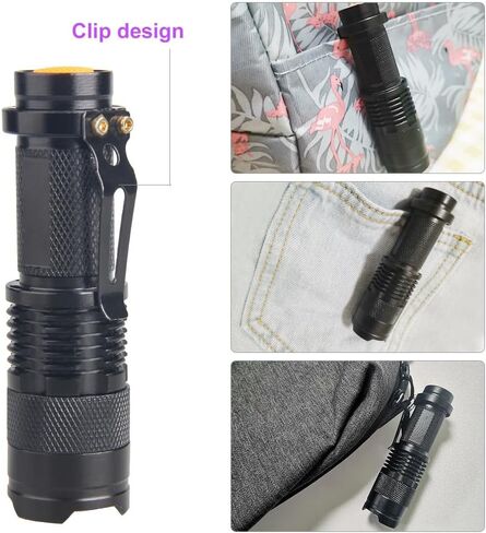 WINDFIRE Mini Zoomable 3 أوضاع مصابيح يدوية لتتبع الدم بالأشعة فوق البنفسجية للصيد بالأشعة فوق البنفسجية LED مصباح يدوي أسود مصباح جيب للكشف عن المال، وكاشف البول للقطط والكلاب والحيوانات الأليفة (البطارية غير متضمنة) in Kuwait