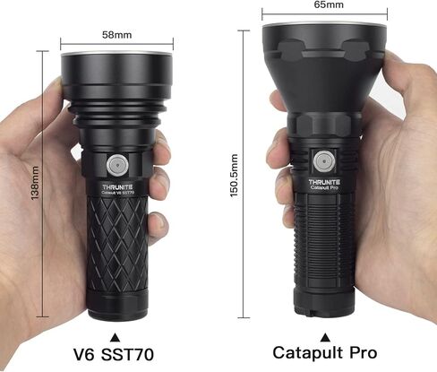 ThruNite Catapult V6 SST70 Flashlight, Max 756 Yard Throw 2836 Lumens LED USB C Rechargeable Flashlights Long Beam Distance Searchlight (Black, Cool White) in Kuwait