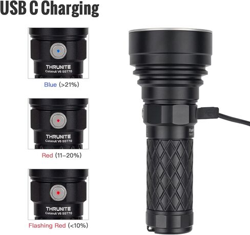 ThruNite Catapult V6 SST70 Flashlight, Max 756 Yard Throw 2836 Lumens LED USB C Rechargeable Flashlights Long Beam Distance Searchlight (Black, Cool White) in Kuwait