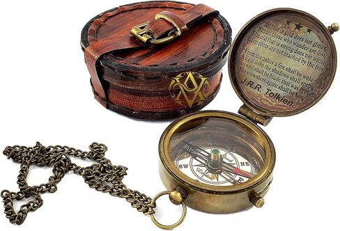 Brass Nautical Compass with Leather Case, Birthday Present, Baptism Gifts, for Sailor, Hiking, Camping Compass, Boat Compass, Gifts for Kids Children Teen Family, Navy Compass in Saudi Arabia