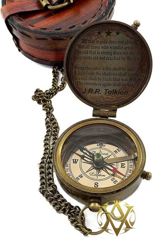 Brass Nautical Compass with Leather Case, Birthday Present, Baptism Gifts, for Sailor, Hiking, Camping Compass, Boat Compass, Gifts for Kids Children Teen Family, Navy Compass in Saudi Arabia