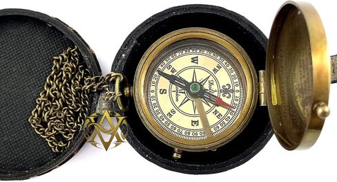 Brass Nautical Compass with Leather Case, Birthday Present, Baptism Gifts, for Sailor, Hiking, Camping Compass, Boat Compass, Gifts for Kids Children Teen Family, Navy Compass in Saudi Arabia