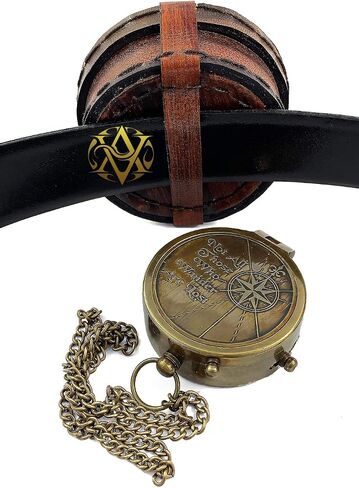 Brass Nautical Compass with Leather Case, Birthday Present, Baptism Gifts, for Sailor, Hiking, Camping Compass, Boat Compass, Gifts for Kids Children Teen Family, Navy Compass in Saudi Arabia