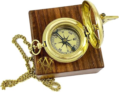 Brass Nautical Compass with Leather Case, Birthday Present, Baptism Gifts, for Sailor, Hiking, Camping Compass, Boat Compass, Gifts for Kids Children Teen Family, Navy Compass in Saudi Arabia