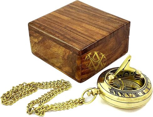 Brass Nautical Compass with Leather Case, Birthday Present, Baptism Gifts, for Sailor, Hiking, Camping Compass, Boat Compass, Gifts for Kids Children Teen Family, Navy Compass in Saudi Arabia