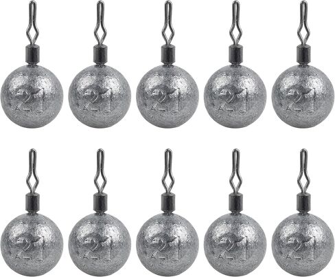 Fishing Weights Drop Shot Weights Kit Bass Casting Fishing Sinkers Saltwater Egg Sinker Fishing Weight Swivel Round Shaped Cannonball Sinker for Drop Shot Rig Bass Fishing in Kuwait