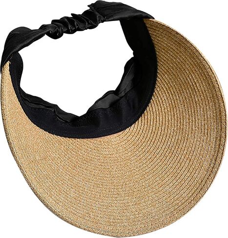 Women Sun Visor Hats Summer Straw Hat Beach Hat Wide Brim Ponytail Hat Cap Visor Sun Hats UV Protection Tennis Visor in Saudi Arabia