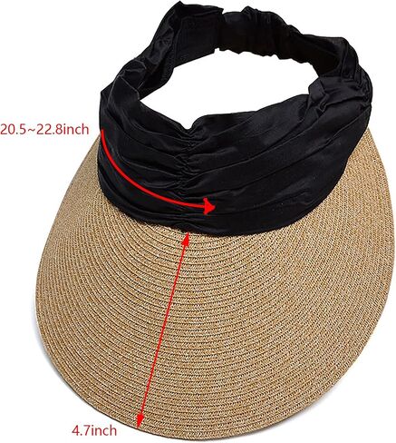 Women Sun Visor Hats Summer Straw Hat Beach Hat Wide Brim Ponytail Hat Cap Visor Sun Hats UV Protection Tennis Visor in Saudi Arabia