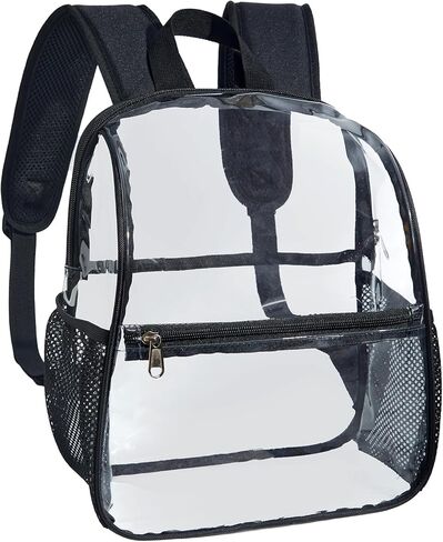 حقيبة ظهر شفافة معتمدة من الاستاد، حقيبة ظهر صغيرة شفافة مع أشرطة قابلة للتعديل، حقيبة ظهر شفافة للملعب، والحفلات الموسيقية، والرياضة، والعمل، والأمن in Kuwait