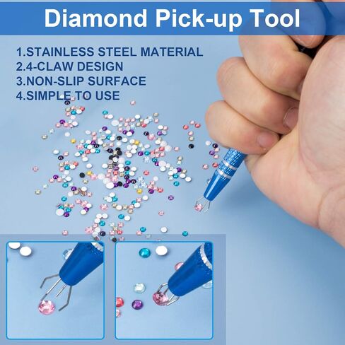 ANCIRS 3 Pack Stainless Steel 4-Claw Pick up Tool for Small Parts Pickup, 4 Prongs Grabber for Tiny Objects in Home, Office - IC Chip, Electronic Components, Nails Clamping-Blue in Saudi Arabia