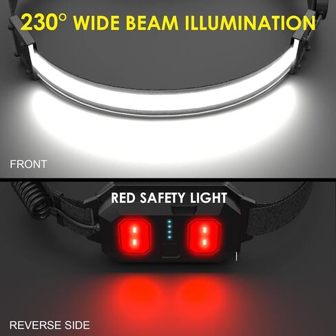 Headlamp Rechargeable, Super Bright 1000 Lumen LED with White Red Light, 230° Wide Beam Illumination Waterproof Headlamp, 5 Modes Headlamps for Camping, Hiking, Hard Hat Runner in Saudi Arabia