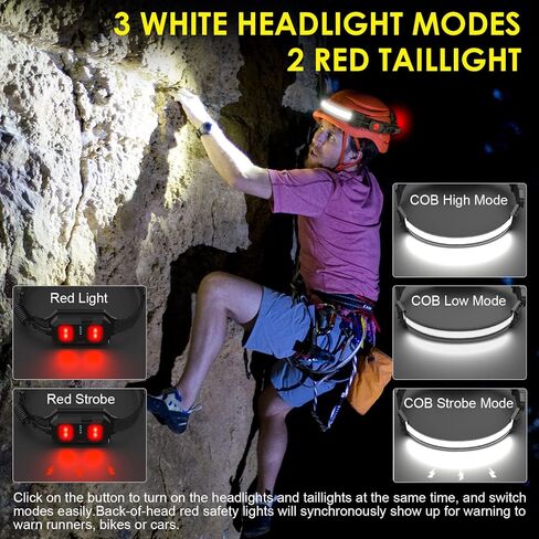 Headlamp Rechargeable, Super Bright 1000 Lumen LED with White Red Light, 230° Wide Beam Illumination Waterproof Headlamp, 5 Modes Headlamps for Camping, Hiking, Hard Hat Runner in Saudi Arabia