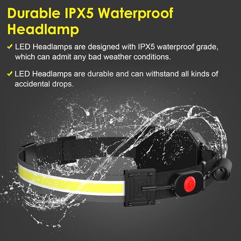 Headlamp Rechargeable, Super Bright 1000 Lumen LED with White Red Light, 230° Wide Beam Illumination Waterproof Headlamp, 5 Modes Headlamps for Camping, Hiking, Hard Hat Runner in Saudi Arabia