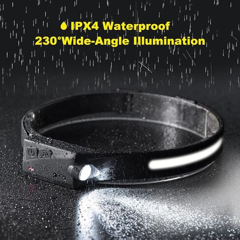 Tutuko LED Headlamp Rechargeable, Headlamp Flashlight, 230° Wide Beam Headlight with Motion Sensor, 2 COB 5 Modes Lightweight Waterproof Head Lamp with Clips for Working, Running, Camping Hiking in Saudi Arabia