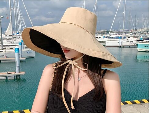 Womens Wide Brim Sun Hat UV Sun Protection Summer Hat Reversible Foldable Beach Hats Bucket Fishing Hats in Saudi Arabia