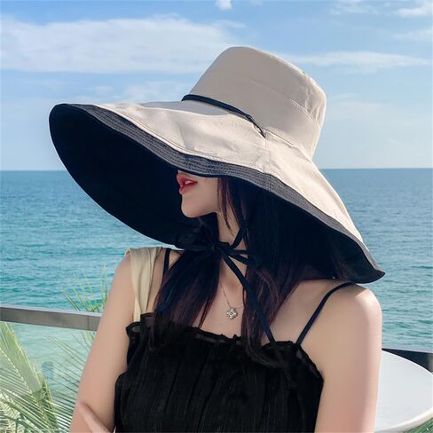 Womens Wide Brim Sun Hat UV Sun Protection Summer Hat Reversible Foldable Beach Hats Bucket Fishing Hats in Saudi Arabia