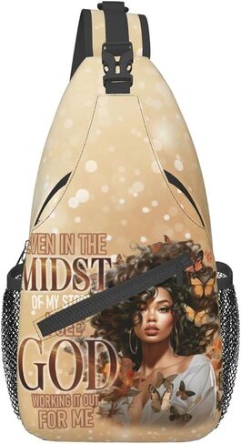 Sling bag for women crossbody chest bags Sling Backpack Travel Hiking Daypack for Women Men Shoulder Bag for Casual Sport Climbing Runners African American Afro Woman in Saudi Arabia
