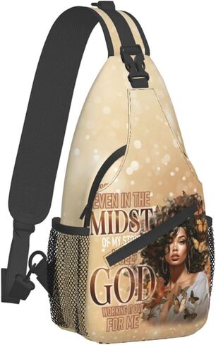 Sling bag for women crossbody chest bags Sling Backpack Travel Hiking Daypack for Women Men Shoulder Bag for Casual Sport Climbing Runners African American Afro Woman in Saudi Arabia