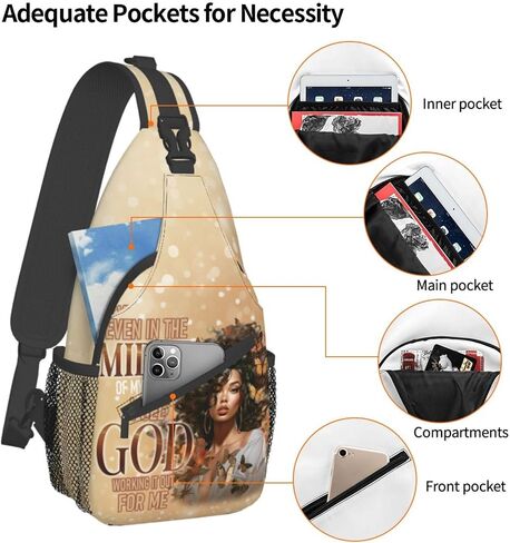 Sling bag for women crossbody chest bags Sling Backpack Travel Hiking Daypack for Women Men Shoulder Bag for Casual Sport Climbing Runners African American Afro Woman in Saudi Arabia