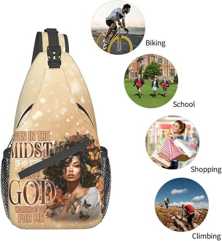 Sling bag for women crossbody chest bags Sling Backpack Travel Hiking Daypack for Women Men Shoulder Bag for Casual Sport Climbing Runners African American Afro Woman in Saudi Arabia