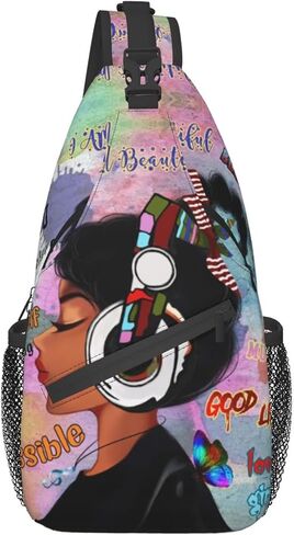 Sling bag for women crossbody chest bags Sling Backpack Travel Hiking Daypack for Women Men Shoulder Bag for Casual Sport Climbing Runners African American Afro Woman in Saudi Arabia