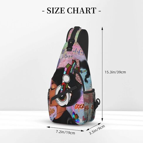 Sling bag for women crossbody chest bags Sling Backpack Travel Hiking Daypack for Women Men Shoulder Bag for Casual Sport Climbing Runners African American Afro Woman in Saudi Arabia