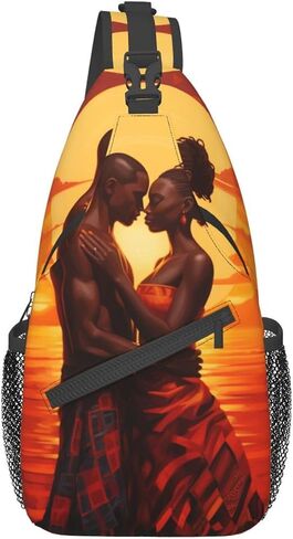 Sling bag for women crossbody chest bags Sling Backpack Travel Hiking Daypack for Women Men Shoulder Bag for Casual Sport Climbing Runners African American Afro Woman in Saudi Arabia