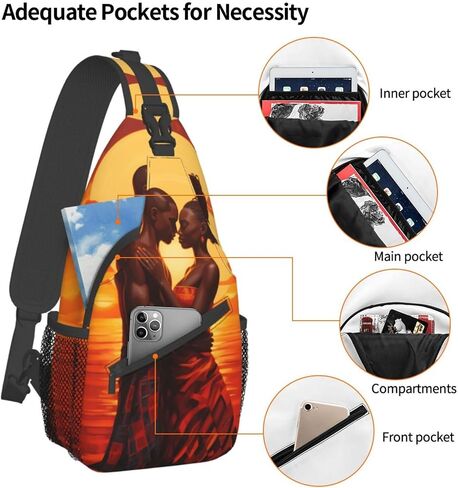 Sling bag for women crossbody chest bags Sling Backpack Travel Hiking Daypack for Women Men Shoulder Bag for Casual Sport Climbing Runners African American Afro Woman in Saudi Arabia