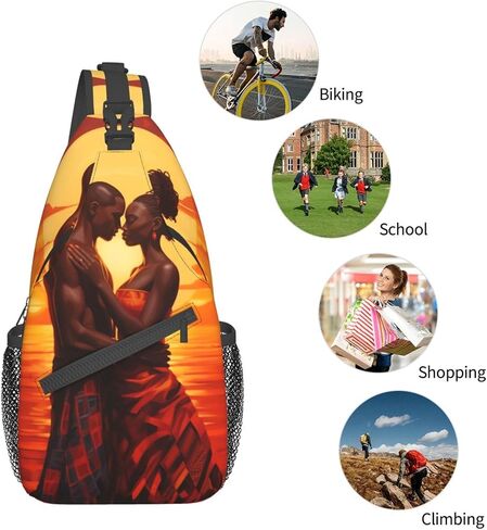 Sling bag for women crossbody chest bags Sling Backpack Travel Hiking Daypack for Women Men Shoulder Bag for Casual Sport Climbing Runners African American Afro Woman in Saudi Arabia