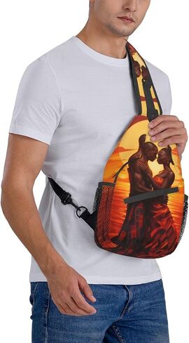 Sling bag for women crossbody chest bags Sling Backpack Travel Hiking Daypack for Women Men Shoulder Bag for Casual Sport Climbing Runners African American Afro Woman in Saudi Arabia