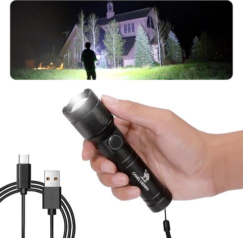 مصابيح كاشفة قابلة لإعادة الشحن من CAMEL CROWN عالية التجويف 90000 لومن LED مع 5 أوضاع IPX7 مقاومة للماء قابلة للتكبير وقابلة للتكبير تكتيكية عالية الطاقة للمنزل في الهواء الطلق in Saudi Arabia