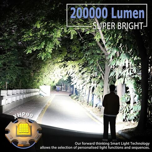 Rechargeable Flashlights High Lumens, 200000 Lumens Flashlights with Clip, Dual Switch IP67 Waterproof Super Bright LED Tactical Flashlight, USB Recharging LED Flashlights for Camping Home in Saudi Arabia