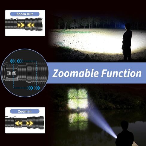 Rechargeable Flashlights High Lumens, 200000 Lumens Flashlights with Clip, Dual Switch IP67 Waterproof Super Bright LED Tactical Flashlight, USB Recharging LED Flashlights for Camping Home in Saudi Arabia
