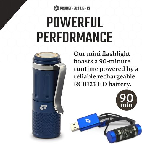 Foursevens Mini MKIII LED Pocket Flashlight with Clip, Magnetic Base, Rechargeable Flashlight, CRI 4000K @ 90+, 800-1.5 Lumen Range, EDC Flashlight, Midnight Blue (Type III Anodized 6061 Aluminum) in Saudi Arabia