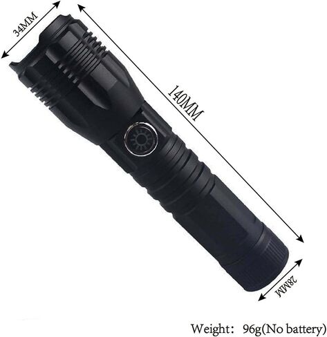Ultra-Bright 10000 Lumen Rechargeable LED Flashlight - Zoomable, Water-Resistant, and Adjustable Brightness - Versatile Emergency Torch with 4 Modes for Outdoor Activities - Ideal for Camping, Hiking in Saudi Arabia