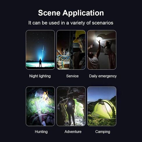 Ultra-Bright 10000 Lumen Rechargeable LED Flashlight - Zoomable, Water-Resistant, and Adjustable Brightness - Versatile Emergency Torch with 4 Modes for Outdoor Activities - Ideal for Camping, Hiking in Saudi Arabia