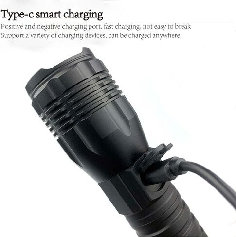 Ultra-Bright 10000 Lumen Rechargeable LED Flashlight - Zoomable, Water-Resistant, and Adjustable Brightness - Versatile Emergency Torch with 4 Modes for Outdoor Activities - Ideal for Camping, Hiking in Saudi Arabia