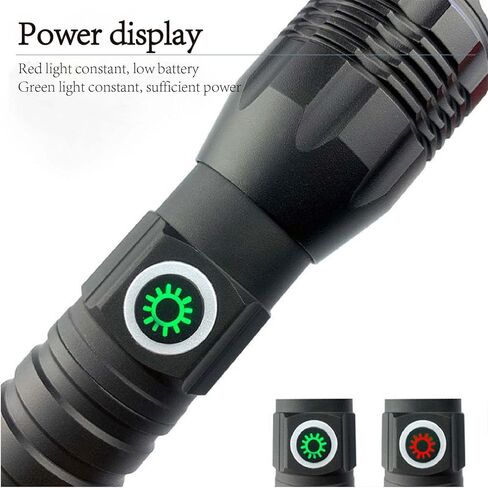 Ultra-Bright 10000 Lumen Rechargeable LED Flashlight - Zoomable, Water-Resistant, and Adjustable Brightness - Versatile Emergency Torch with 4 Modes for Outdoor Activities - Ideal for Camping, Hiking in Saudi Arabia