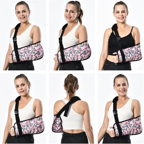 حبال ذراع الفراشة للنساء حبال السيدات الملونة العصرية حبال الشباب الأنيقة الكبار دعامة دعم منع الحركة للكتف والكوع وإصابة المعصم الأيمن الأيسر (فراشة، البالغين L) in Kuwait