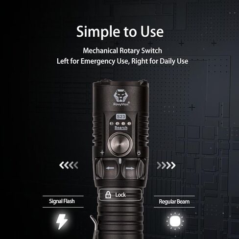 RovyVon S21 High Lumen EDC Flashlight, 3000 Lumens and 400 Meters Long Throw Searchlight with Easy Use Mechanical Ratary Switch, Magnetic Base, IP68 Waterproof in Kuwait