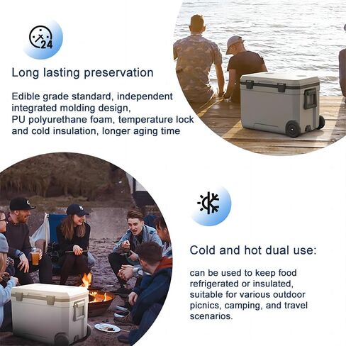 48 Quart Camping Cooler，Portable Cooling Box，Suitable for BBQ, Camping, picnics, and Other Outdoor Activities in Saudi Arabia